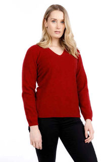 V Neck Plain Sweater Possum Merino Silk NB396/Native world