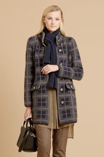 Tartan Longline Coat Possum Merino Silk McDONALD/6044