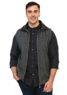 Leather Trim Vest Possum Merino Silk KORU/K0819