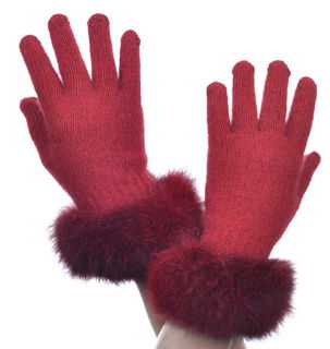 Fur Trim Glove Possum Merino Silk McDONALD/6028