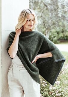 Two Tone Poncho in Possum Merino Silk MERINOMINK/1623