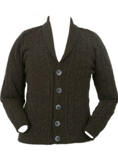 Men's Cable Button Jacket Possum Merino LOTHLORIAN/9810