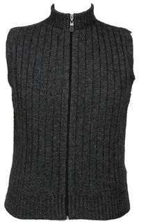 Men's Rib Zip Vest in Possum Merino LOTHLORIAN/9823