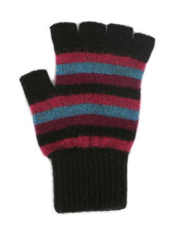 Multi Striped Fingerless Glove Possum Merino LOTHLORIAN/9965