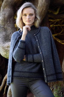 Two Tone Button Cardigan Possum Merino Silk  McDONALD/5004