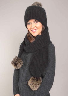 Fur Pom Pom Scarf in Possum Merino Silk KORU/K01018