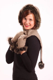 Fur Trim Gloves in Possum Merino Silk KORU/K056