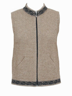 Motif Zip Vest with Pockets Possum Merino LOTHLORIAN/9973