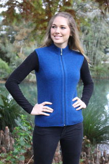 Zip Vest with Rib Detail Possum Merino LOTHLORIAN/9978