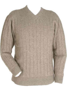 Men's V Neck Rib Jumper NZ Possum Merino LOTHLORIAN/9960