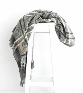 MASTERWEAVE NZ WOOL TWILL THROWS in Grey Window Check
