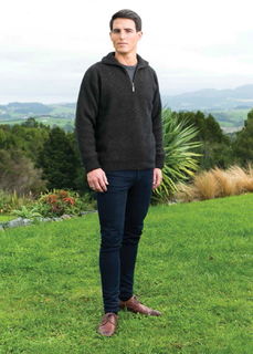 Zip Collar Jumper Possum Merino Silk KORU/K0225