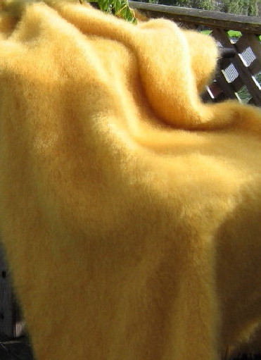 GOLDEN YELLOW / NZ Mohair Throw Blanket Winter/Weight