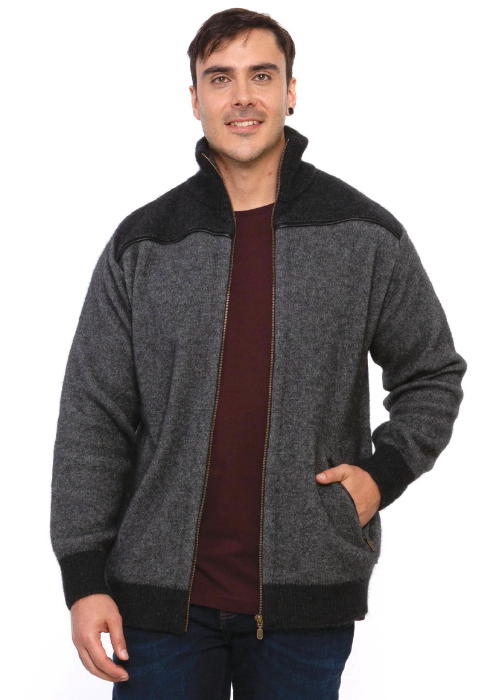 Leather Trim Jacket K0824, KORU NZ MERINO POSSUM SILK in ...