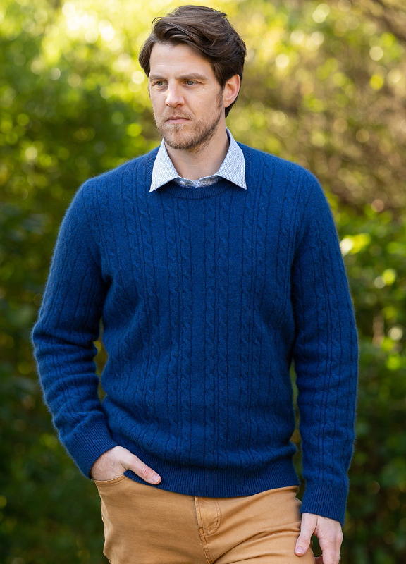 CABLE CREW NECK in Noble Wilde NZ possum merino style NW1092