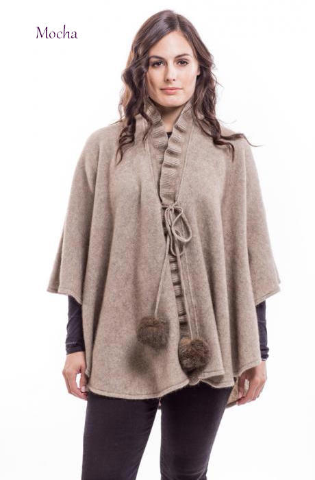 fur pom pom possum 656, McDONALD POSSUM in Women's Ruffle NZ MERINO Cape SILK fur pom pom possum 656, McDONALD POSSUM in Women's Ruffle NZ MERINO Cape SILK