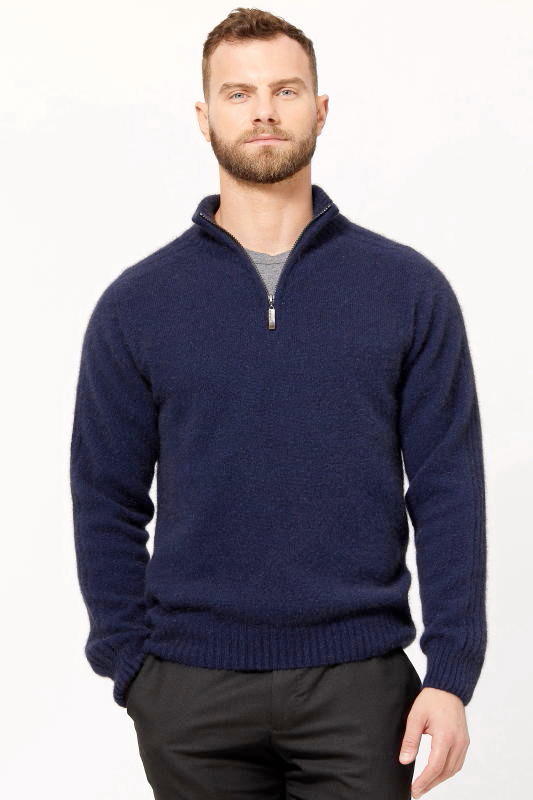 Rib Sleeve Sweater 620, McDONALD TEXTILES NZ POSSUM MERINO SILK in Mens ...
