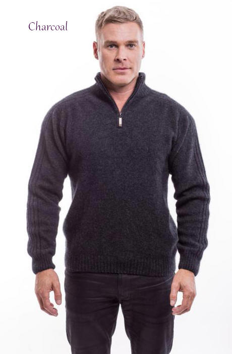 Rib Sleeve Sweater 620, McDONALD TEXTILES NZ POSSUM MERINO SILK in Mens Clothing Knitwear