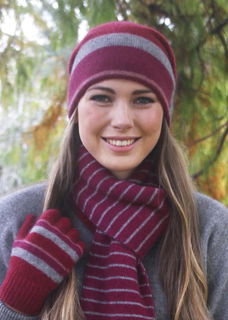 Accent Stripe Beanie in Possum Merino LOTHLORIAN/9892
