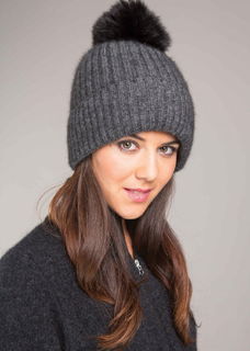 Fur Pom Pom Beanie Possum Merino Silk KORU/K02013