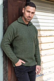 Chevron Zip Jumper in NZ Possum Merino Silk KORU-K0871