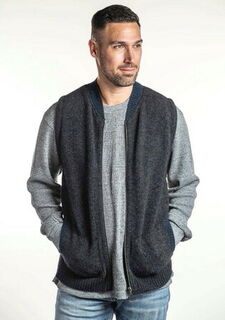 Contrast Detail Vest in NZ Possum Merino Silk KORU-K0872