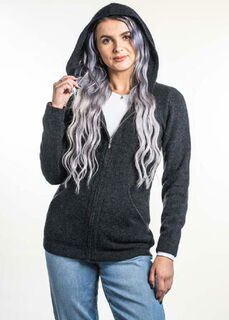 Hooded Zip Jacket in NZ Possum Merino Silk KORU-TR1024